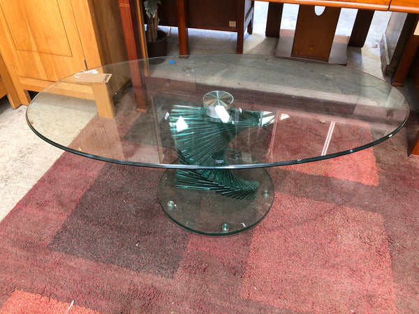 Oval Tempered Glass Coffee Table