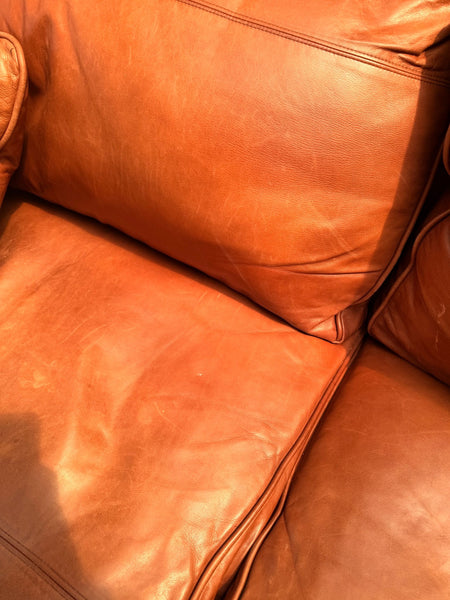 Brown Leather Two Seat Sofa