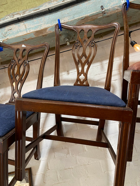 Chippendale Style Dining Chairs with velvet seats