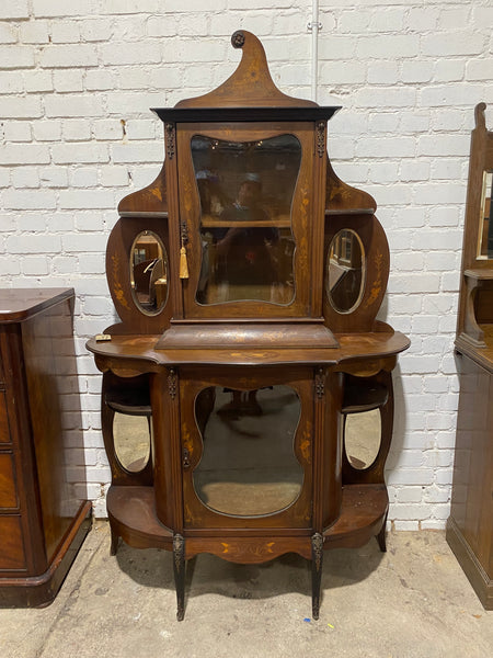 Edwardian Mahogany Marquetry Inlay Display Cabinet