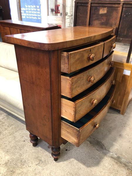 Victorian Mahogany & Walnut Bowfront Chest of Drawers