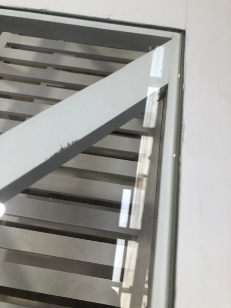 White Slatted Console Table with Glass Top