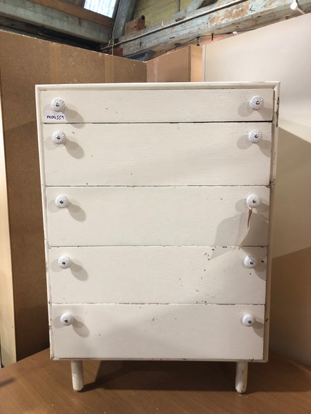 Vintage Painted Meredew Five Drawer Tallboy