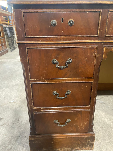 Red Leather top Captains Desk