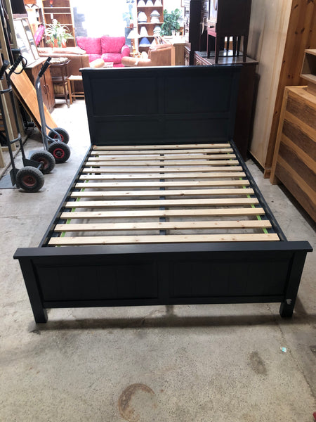 Blue Wooden Double Bed - REF