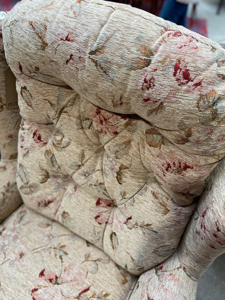 Floral Button back Armchair & Footstool