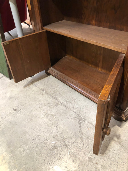 Dark Wood Bookshelf with Cupboard