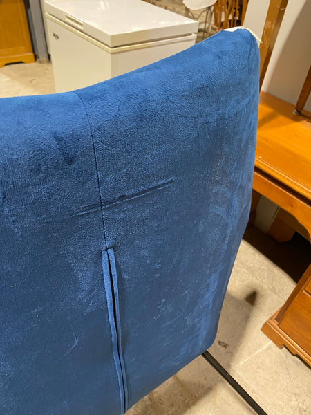 Plush Blue Armchair & Stool