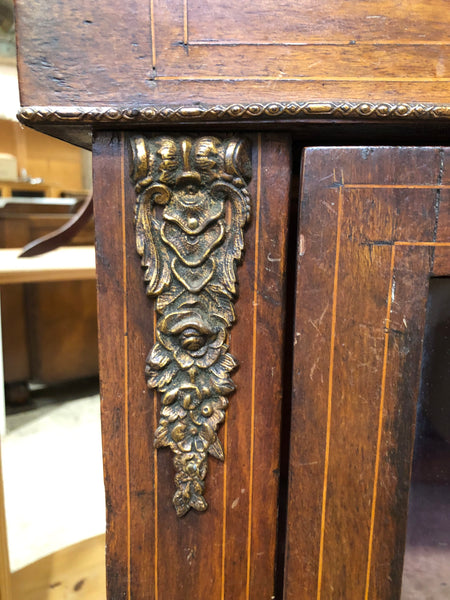 Antique Pier Cabinet with Inlaid & Brass Detailing