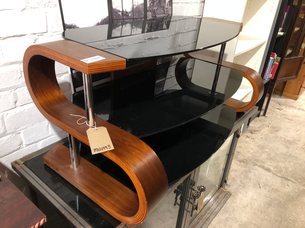 Jual Walnut Curved TV Stand