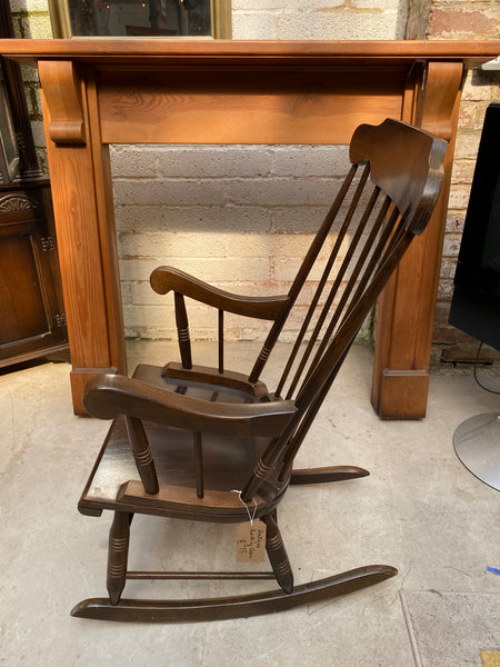 Antique Spindle Back Farmhouse Rocking Chair