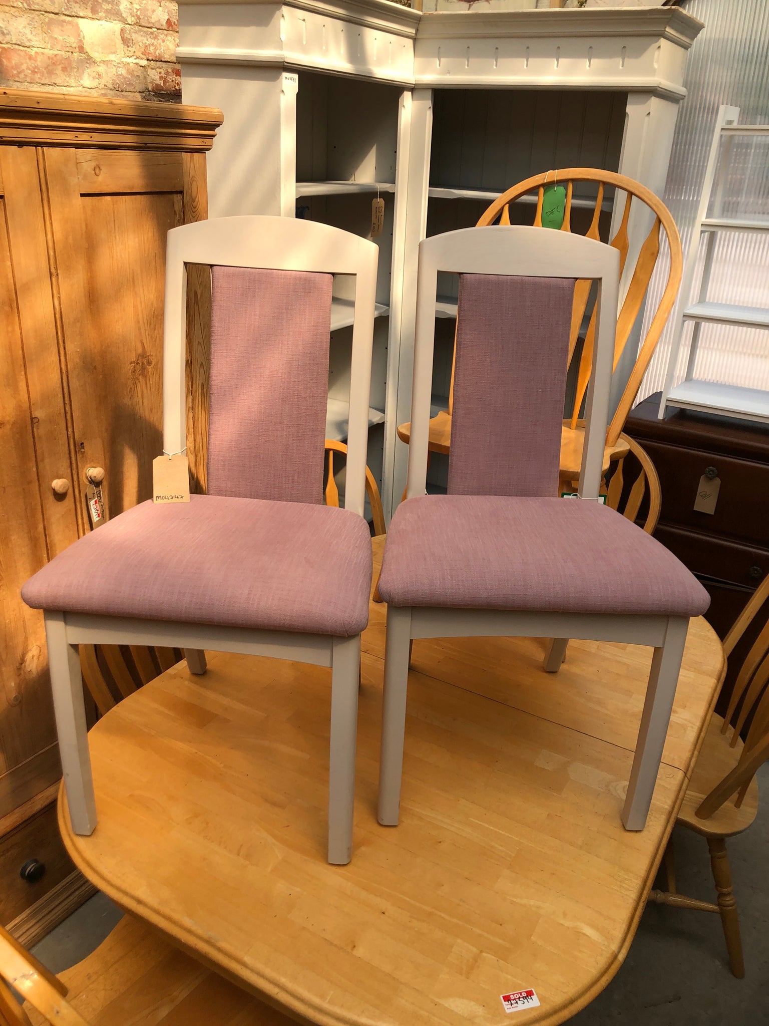 GHC - Cotswold Style Pair of Purple Dining Chairs