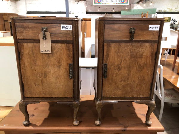 Pair of Art Deco Burr Walnut Bedside Tables