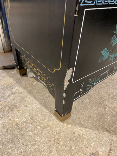 Chinese Mother of Pearl Black Lacquer Medicine Cabinet