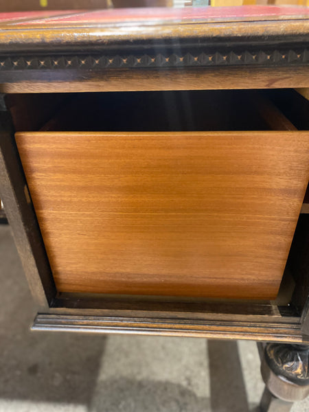Carved Oak Leather Topped Desk