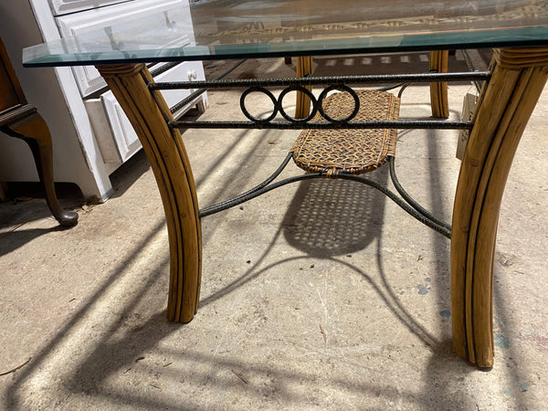 Glass & Wicker Coffee Table
