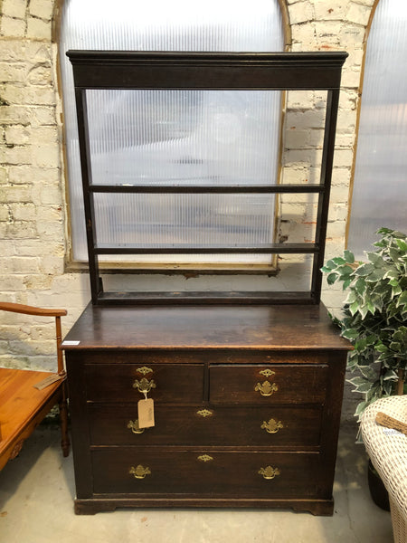 Antique Oak Chest of Drawers with Display Shelving
