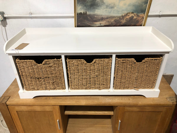 White Hallway Bench with Storage