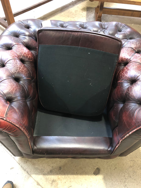 Oxblood Red Leather Chesterfield Clubroom Armchair