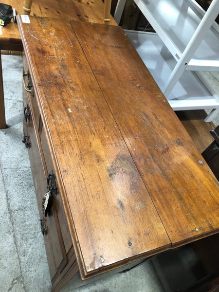 Burr Walnut Fronted 2 Over 3 Chest of Drawers