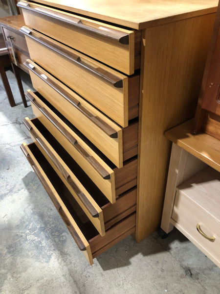 Mid Century Contrasting Wood Chest of Drawers