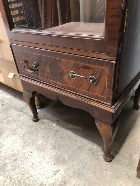 Vintage Mahogany Veneer Display Cupboard