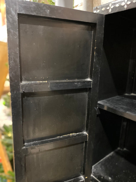 Chinese Mother of Pearl Black Lacquer Medicine Cabinet