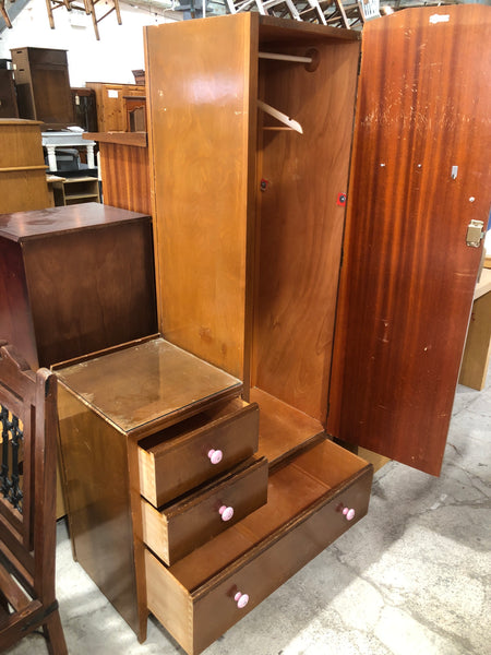 Vintage Single Wardrobe with Drawers