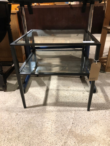 Glass Topped Metal Side Table