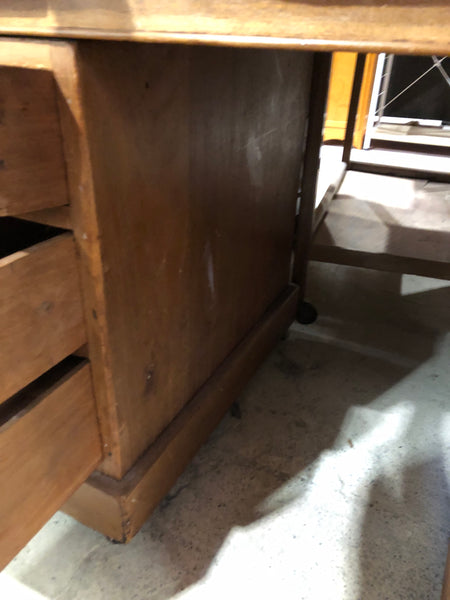 Antique Solid Wood Pedestal Desk