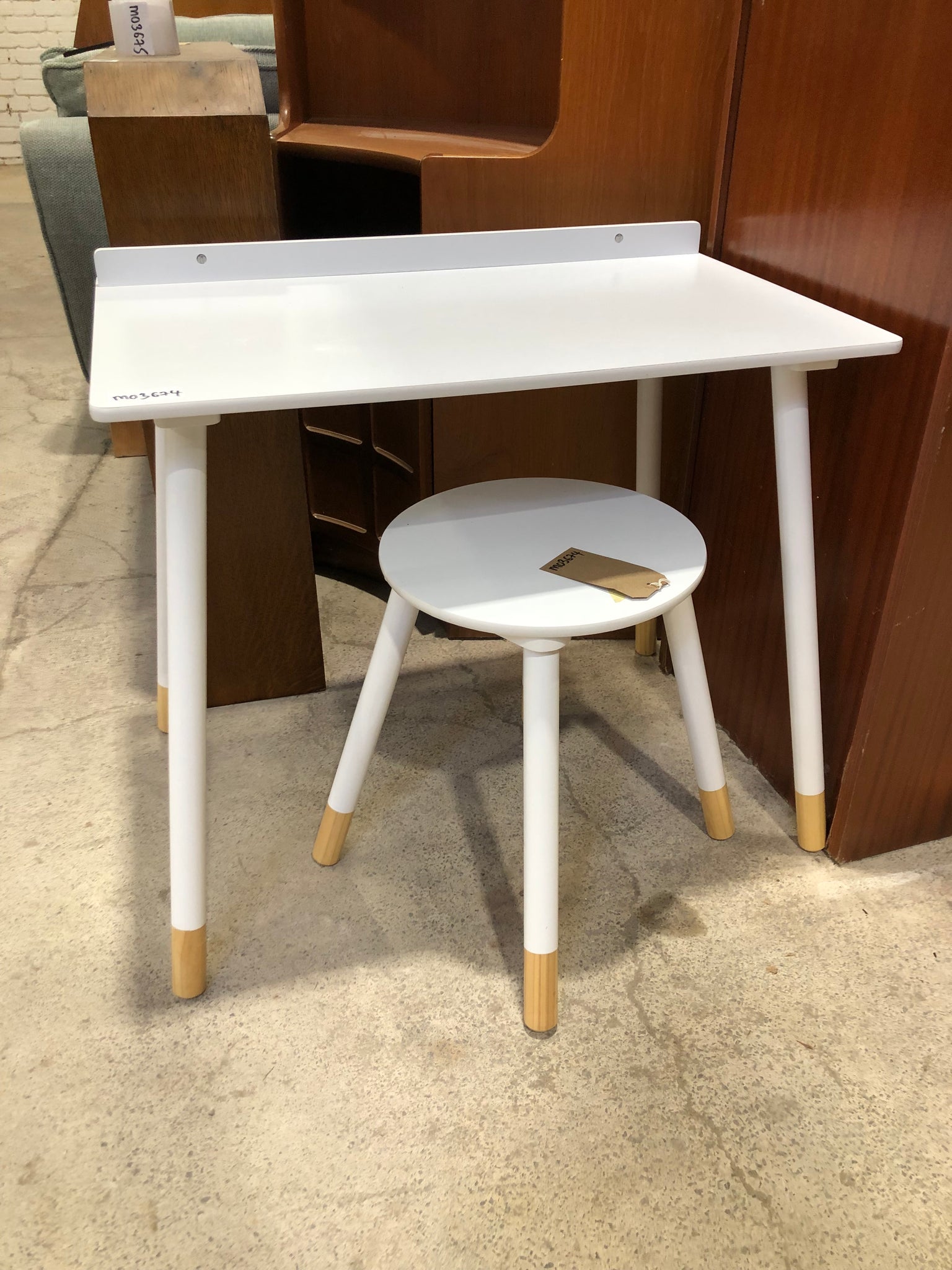 White Kids Desk & Stool