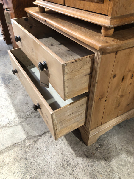Rustic Pine Low Chest of 2 Drawers