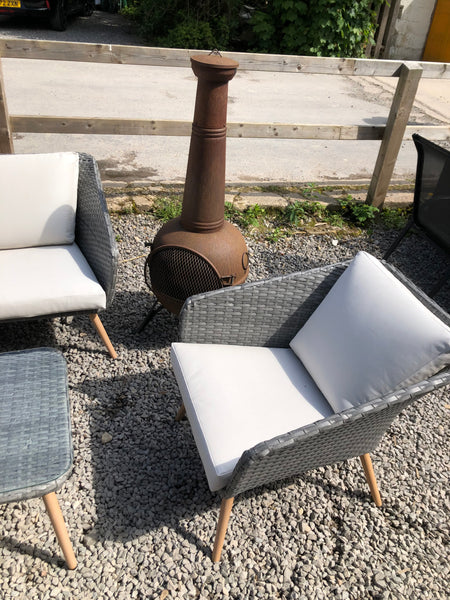 Grey Woven Outdoor Sofa, 2 Chairs & Table