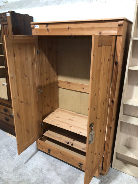 Pine Double Wardrobe with Drawer