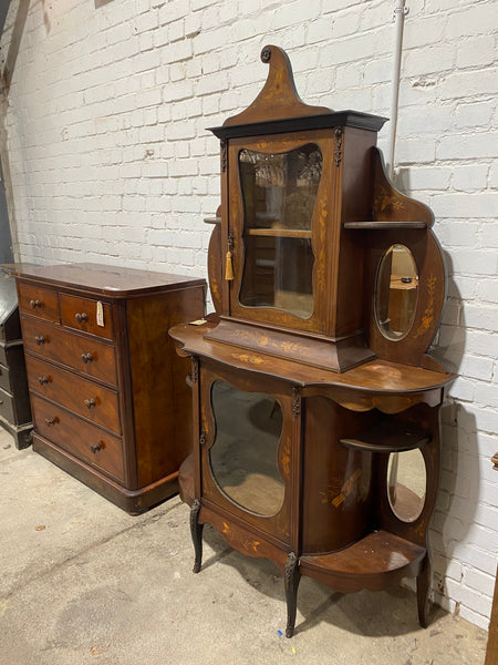 Edwardian Mahogany Marquetry Inlay Display Cabinet