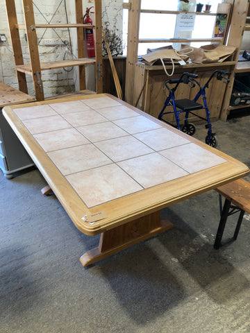 GHC - Large Tiled Top Oak Dining Table