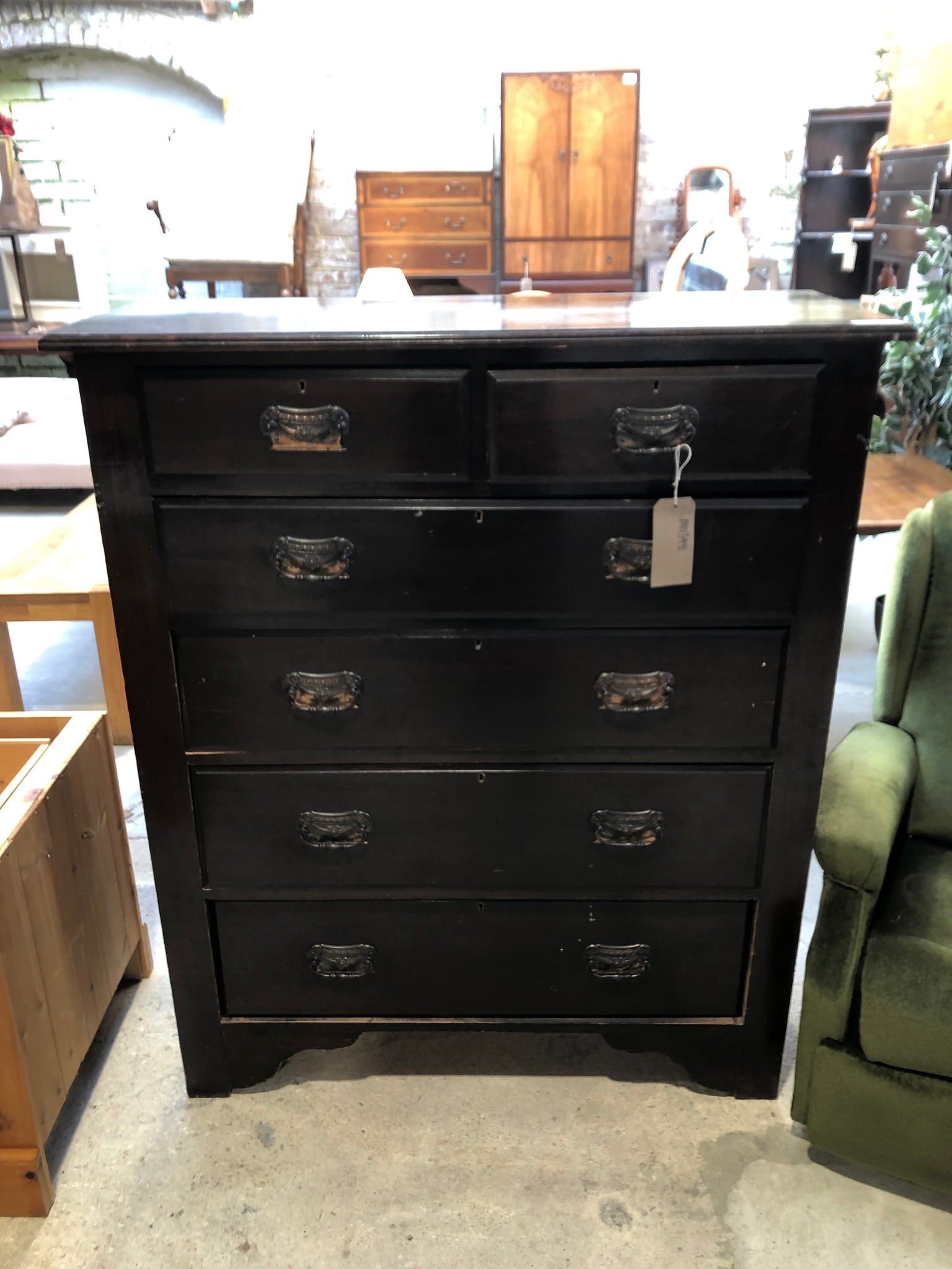 Dark Pine Tallboy 2 over 4 Chest of Drawers