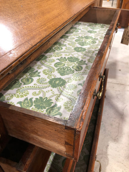 Vintage Oak Bureau with Polished Brass Hardware