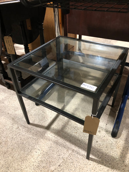 Glass Topped Metal Side Table