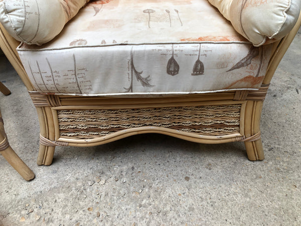 Bamboo Chair Pair, Coffee Table & Footstool