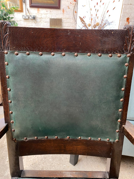 Antique Jacobean Revival Oak Armchair