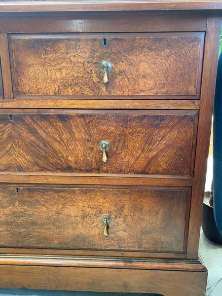 Antique Oak Dressing Chest with Mirror