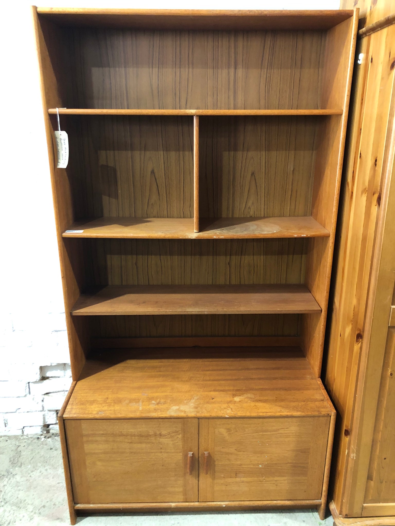 Teak Mid Century Bookcase above Cupboard