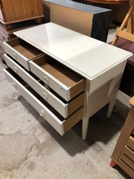 Vintage White Painted 2 over 2 Chest of Drawers
