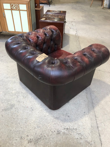 Oxblood Red Leather Chesterfield Clubroom Armchair