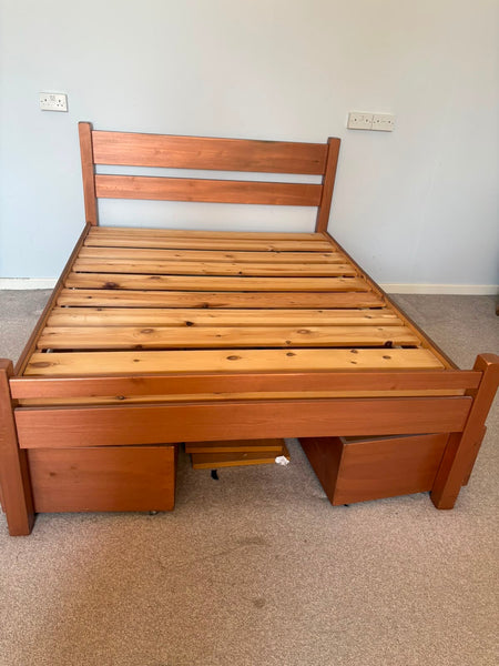 REF - Pine King Size Bed Frame With Storage Drawers