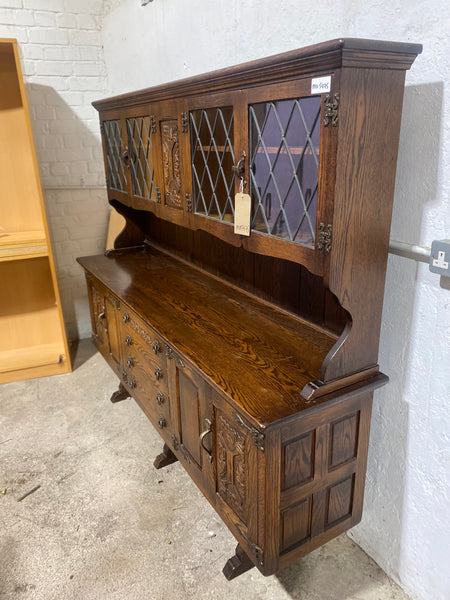 Wide Oak Carved Dresser