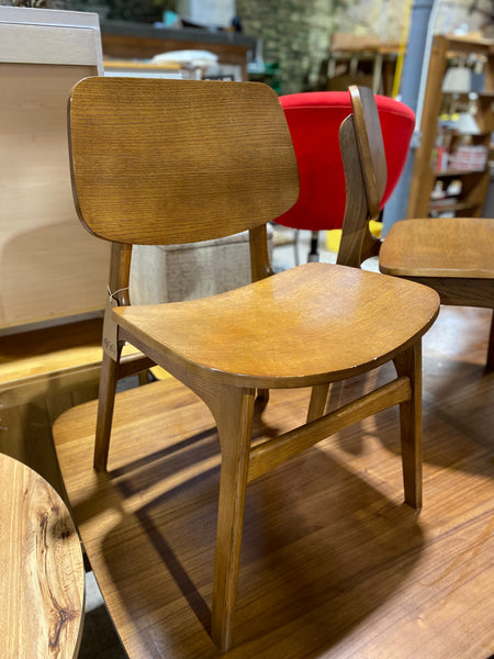 Large Retro Castlery Solid Walnut Dining Table & 6 Chairs