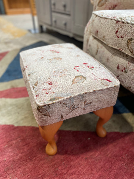 Floral Button back Armchair & Footstool