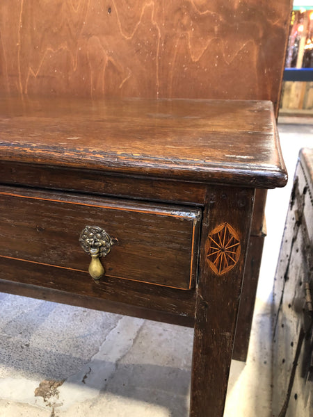 Antique Oak Inlaid Console Table